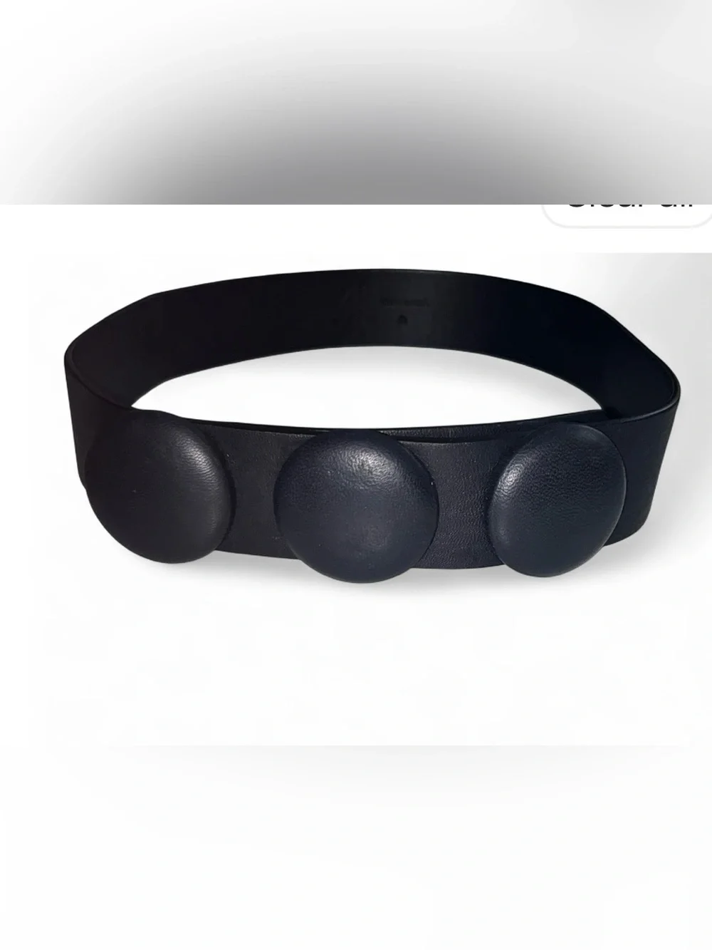 Vintage  made in the USA AFL Leather Black Circle-Accent Belt - Women Accessorie